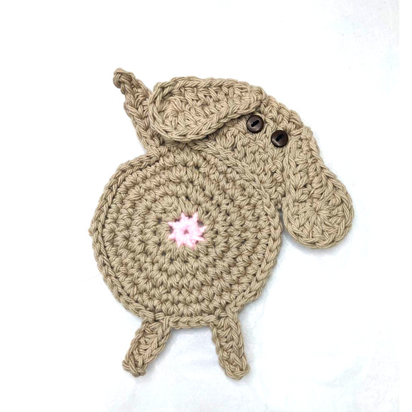 Hand Crafted Dog Butt Coasters Set of Two Crochet Puppy Coffee Table Mug Rug NEW - Picture 8 of 14